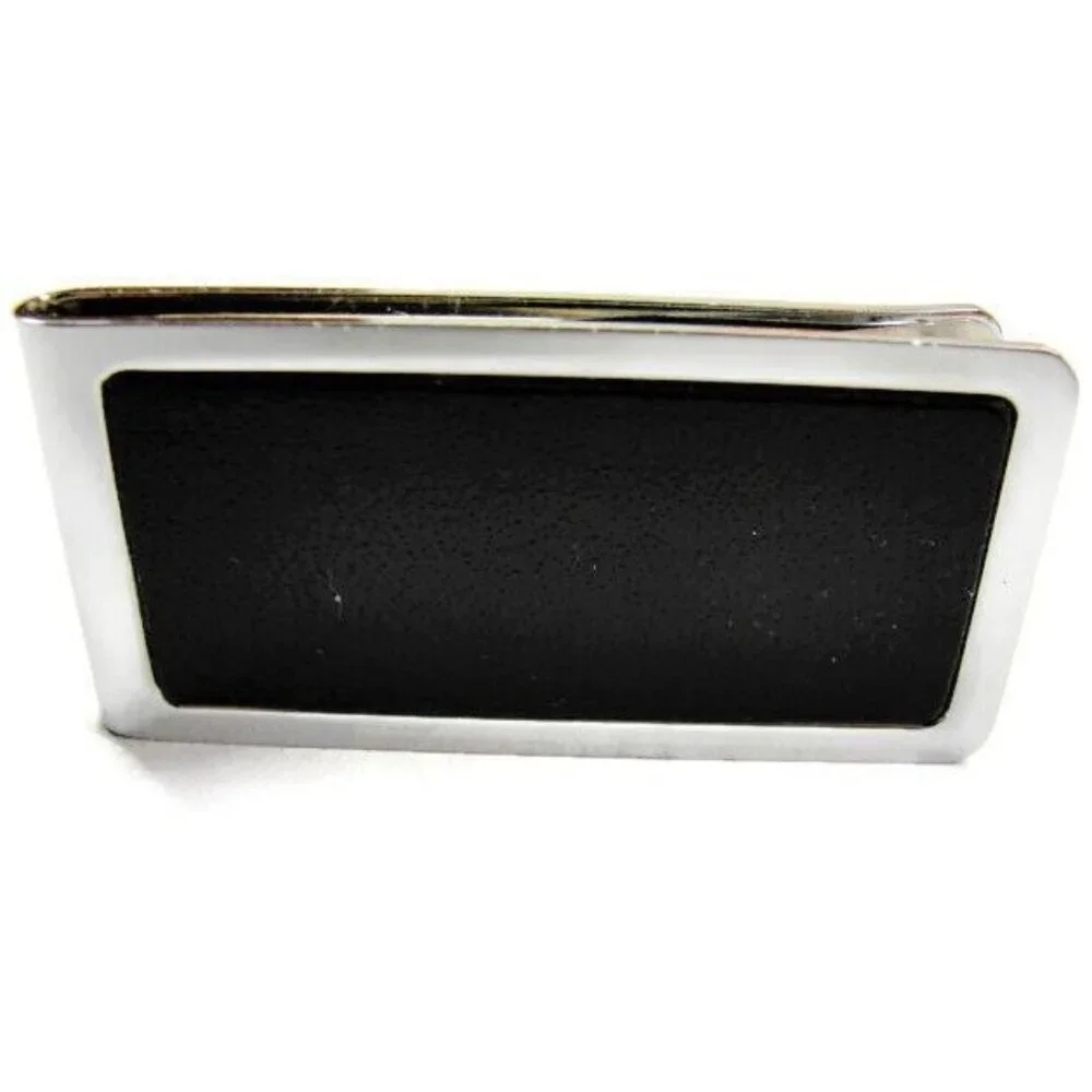 Money Clip Black & Silver Tone Wallet Credit Card Cash ID Holder Vintage